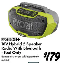 Bunnings Ryobi one hybrid 18v 2 speaker radio with bluetooth offer