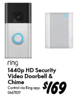 Bunnings ring 1440p HD Security Video Doorbell & Chime offer