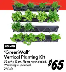 Bunnings HOLMANVertical Planting Kit 52 x 9 x 13cm. Plants not included. Watering kit included. GreenWall Vertical Planting Kit offer