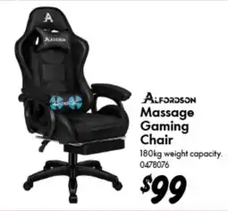 Bunnings ALFORDSON Massage Gaming Chair offer