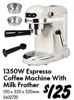 Bunnings 1350W Espresso Coffee Machine With Milk Frother offer