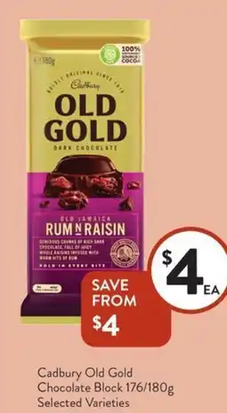 Foodworks Cadbury Old Gold Chocolate Block offer