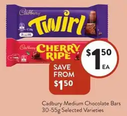 Foodworks Cadbury Medium Chocolate Bars offer