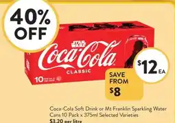 Foodworks Coca-Cola Soft Drink or Mt Franklin Sparkling Water offer