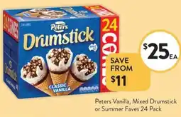 Foodworks Peters Vanilla, Mixed Drumstick or Summer Faves offer