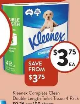 Foodworks Kleenex Complete Clean Double Length Toilet Tissue offer