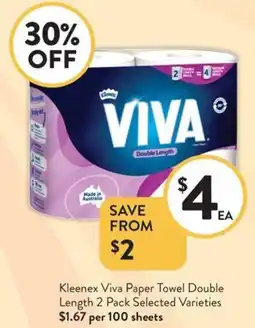 Foodworks Kleenex Viva Paper Towel Double Length offer