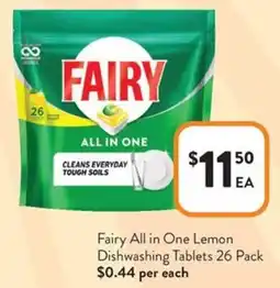Foodworks Fairy All in One Lemon Dishwashing Tablets offer