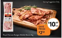 Foodworks Royal Harvest Budget Middle Bacon offer