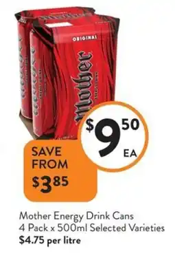 Foodworks Mother Energy Drink Cans offer