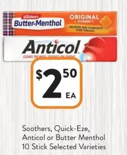 Foodworks Soothers, Quick-Eze, Anticol or Butter Menthol offer