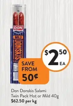 Foodworks Don Donskis Salami Twin Pack Hot or Mild offer