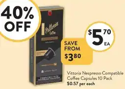 Foodworks Vittoria Nespresso Compatible Coffee Capsules offer