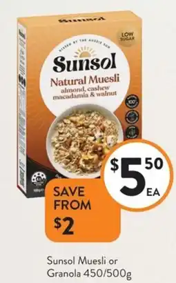 Foodworks Sunsol Muesli or Granola offer