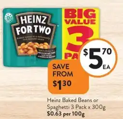 Foodworks Heinz Baked Beans or Spaghetti offer