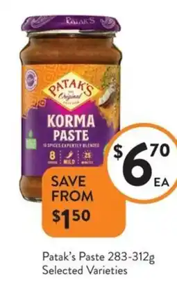 Foodworks Patak's Paste offer