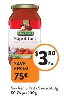 Foodworks San Remo Pasta Sauce offer