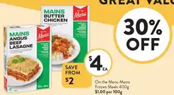 Foodworks On the Menu Mains Frozen Meals offer