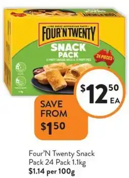 Foodworks Four'N Twenty Snack Pack offer