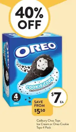 Foodworks Cadbury Choc Tops Ice Cream or Oreo Cookie Tops offer