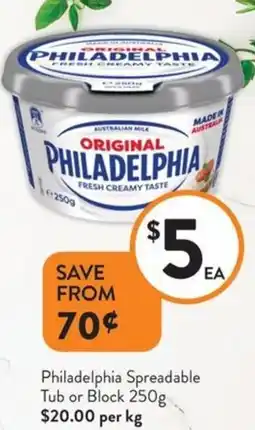 Foodworks Philadelphia Spreadable Tub or Block offer