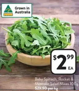 Foodworks Baby Spinach, Rocket & Mesculin Salad Mixes offer