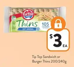 Foodworks Tip Top Sandwich or Burger Thins offer