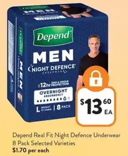 Foodworks Depend Real Fit Night Defence Underwear offer