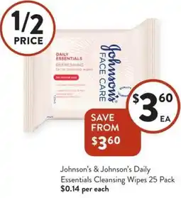 Foodworks Johnson's & Johnson's Daily Essentials Cleansing Wipes offer