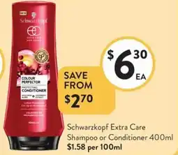 Foodworks Schwarzkopf Extra Care Shampoo or Conditioner offer