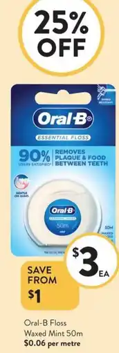 Foodworks Oral-B Floss Waxed Mint 50m offer