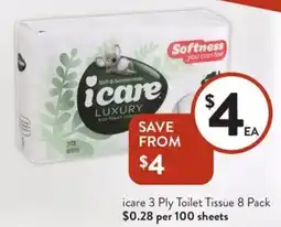 Foodworks icare 3 Ply Toilet Tissue offer