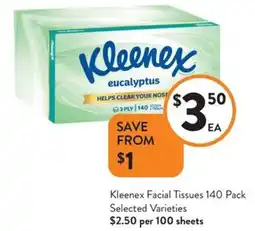 Foodworks Kleenex Facial Tissues offer