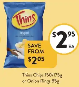 Foodworks Thins Chips or Onion Rings offer