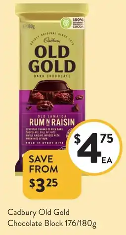 Foodworks Cadbury Old Gold Chocolate Block offer