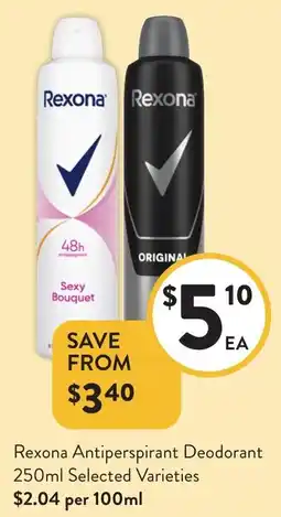 Foodworks Rexona Antiperspirant Deodorant offer