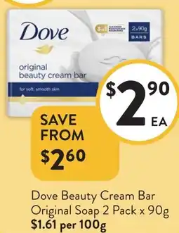 Foodworks Dove Beauty Cream Bar Original Soap offer