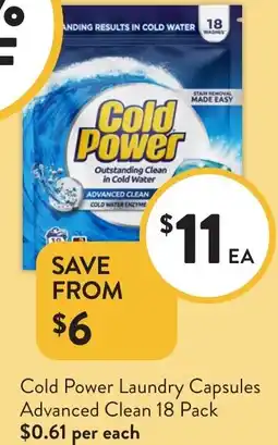 Foodworks Cold Power Laundry Capsules Advanced Clean offer