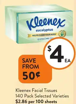 Foodworks Kleenex Facial Tissues offer