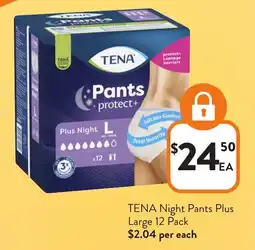 Foodworks TENA Night Pants Plus Large offer