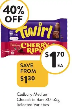 Foodworks Cadbury Medium Chocolate Bars offer