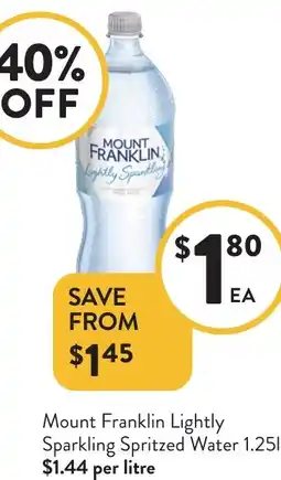 Foodworks Mount Franklin Lightly Sparkling Spritzed Water offer