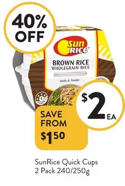 Foodworks SunRice Quick Cups offer