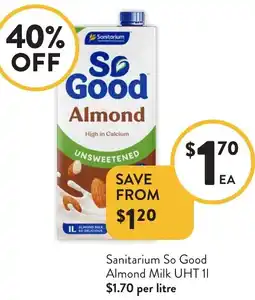 Foodworks Sanitarium So Good Almond Milk UHT offer