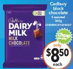 Cheap as Chips Cadbury block chocolate offer