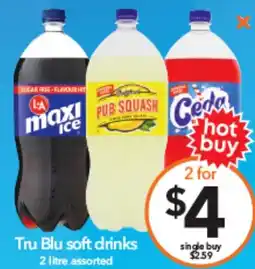 Cheap as Chips Tru Blu soft drinks offer