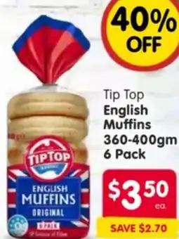 Spar Tip Top English Muffins offer