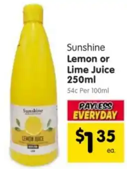 Spar Sunshine Lemon or Lime Juice offer