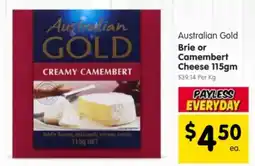 Spar Australian Gold Brie or Camembert Cheese offer