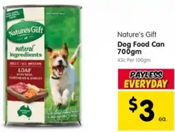 Spar Nature's Gift Dog Food Can offer